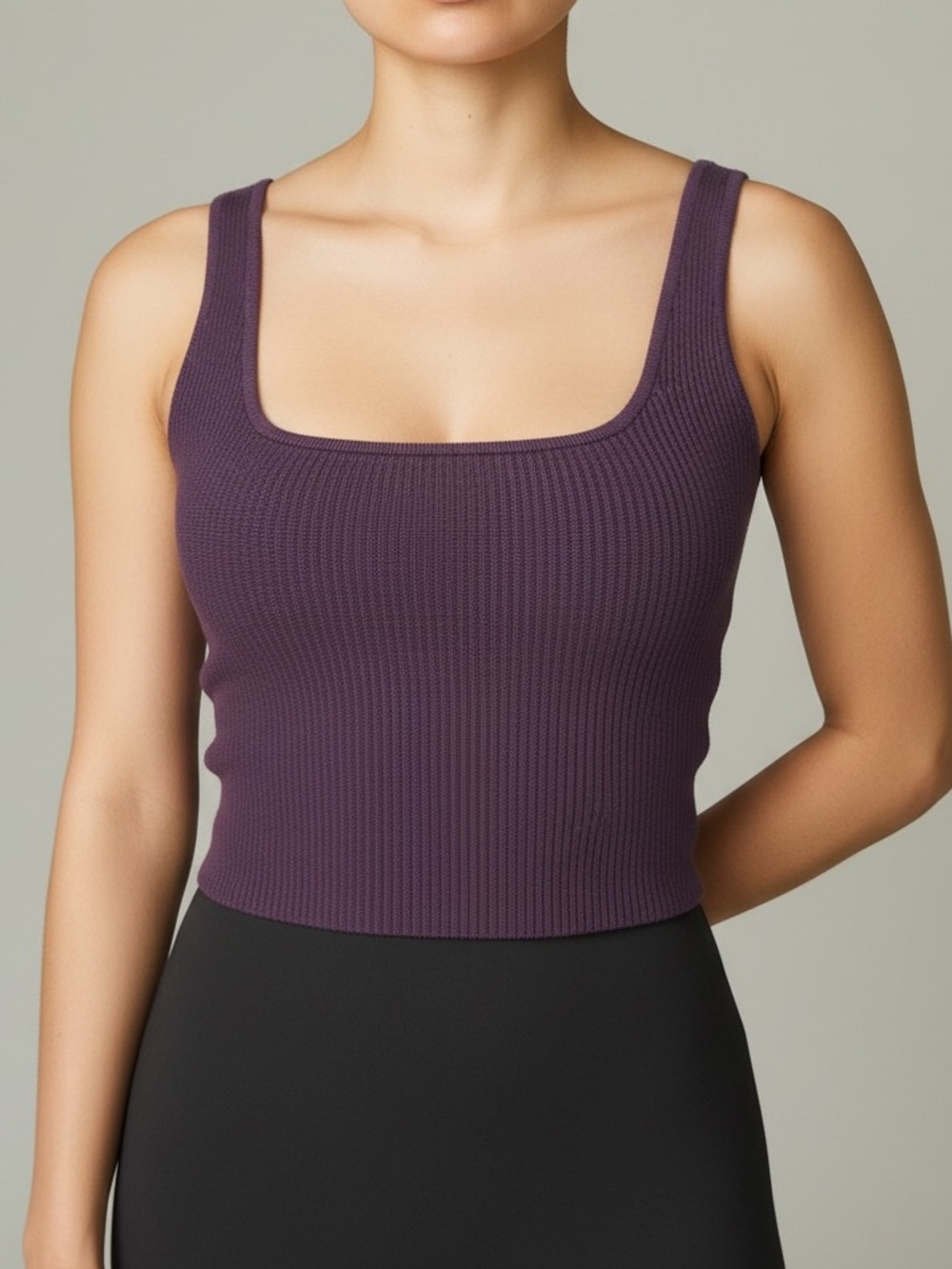 Aritzia Babaton Sculpt Knit Ribbed Tank Top Plum
